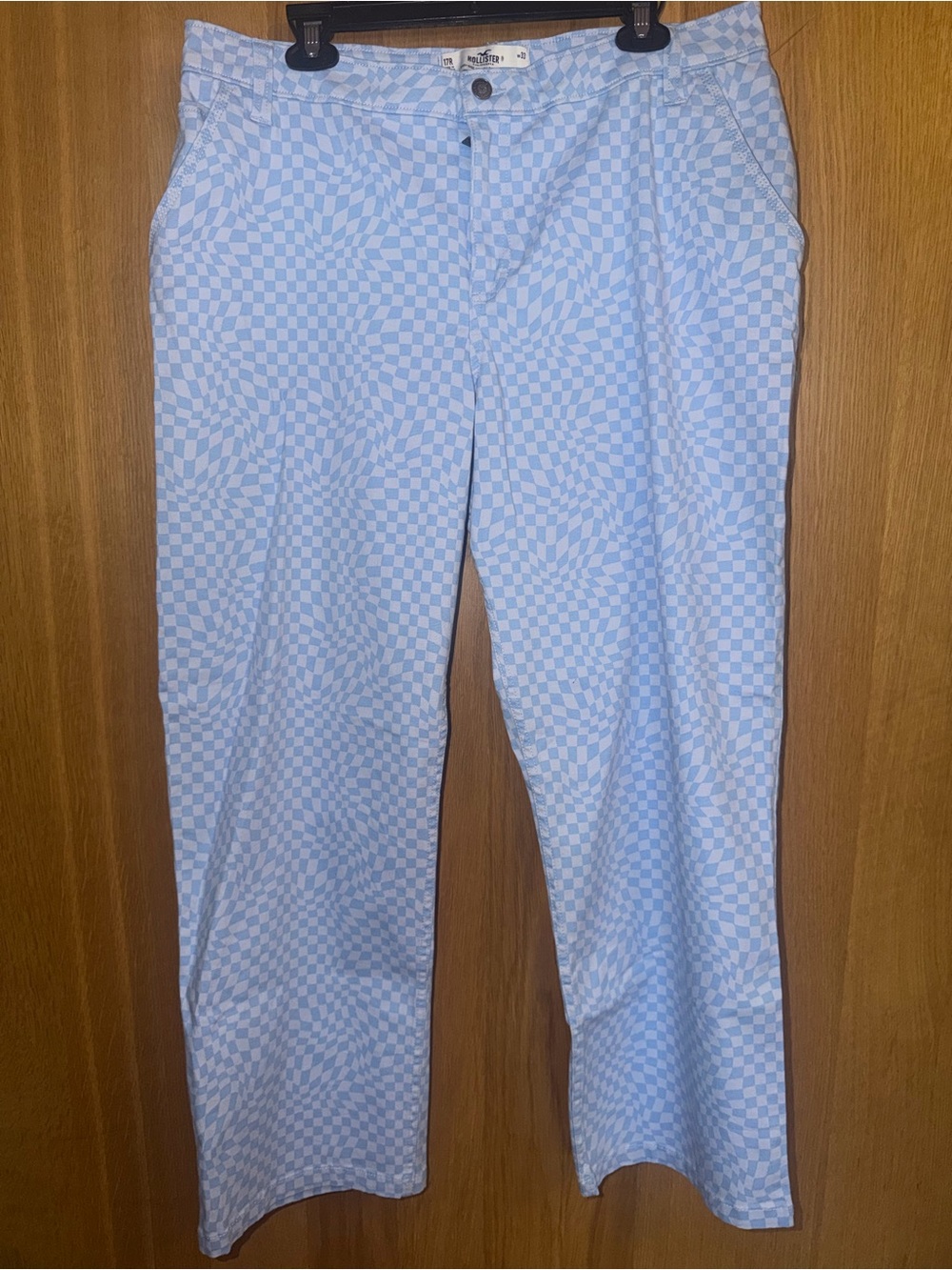 Hollister Light Blue Checkered Chinos